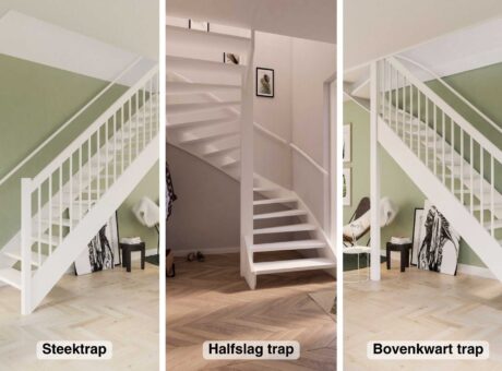 Steektrap, halfslag trap en bovenkwart trap